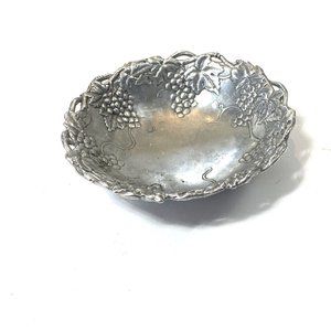 Arthur Court Vintage 90s Silver Aluminum Grape Vine Bowl Serving Dish Small